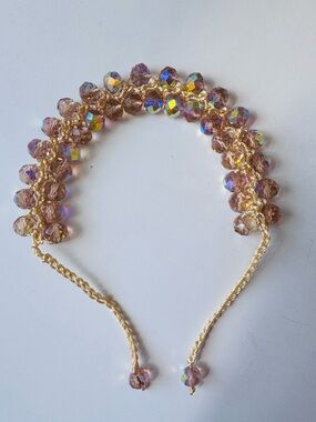 Champagne Crystal Beaded Bracelet, 🦋